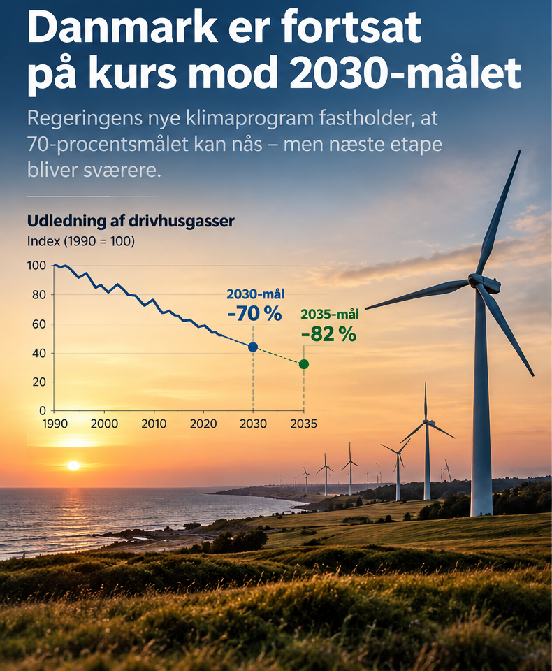 Danmark er fortsat på kurs mod 2030-målet – men næste etape bliver sværere